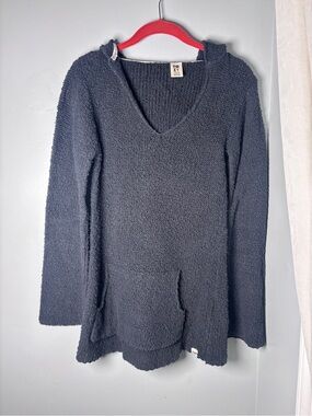 Roxy Beach Style Knit Sweater Hoodie Hooded Boho Gray Pocket Women's
M